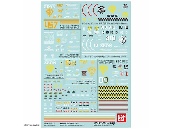 ガンダムデカールNo.110 機動戦士ガンダム MSV汎用 1