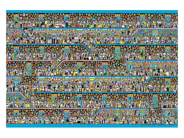ジグソーパズル: Where's Wally? とけいだらけの ときのろうか 1000マイクロピース (38 x 26cm)