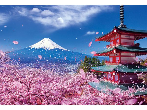 ジグソーパズル: 富士と桜舞う浅間神社 300P (38 x 26cm)