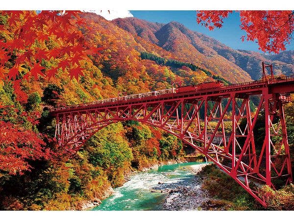 紅葉の黒部峡谷とトロッコ電車 1000ピース (720 x 490mm)