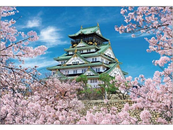 ジグソーパズル 風景日本 (桜): 大阪城 桜景 300ピース (38 x 26cm)