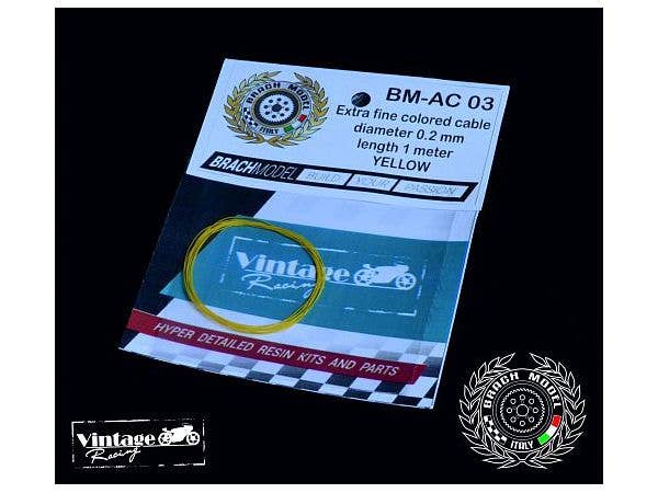 極細カラーケーブル イエロー (外径0.2mm/長さ1m)