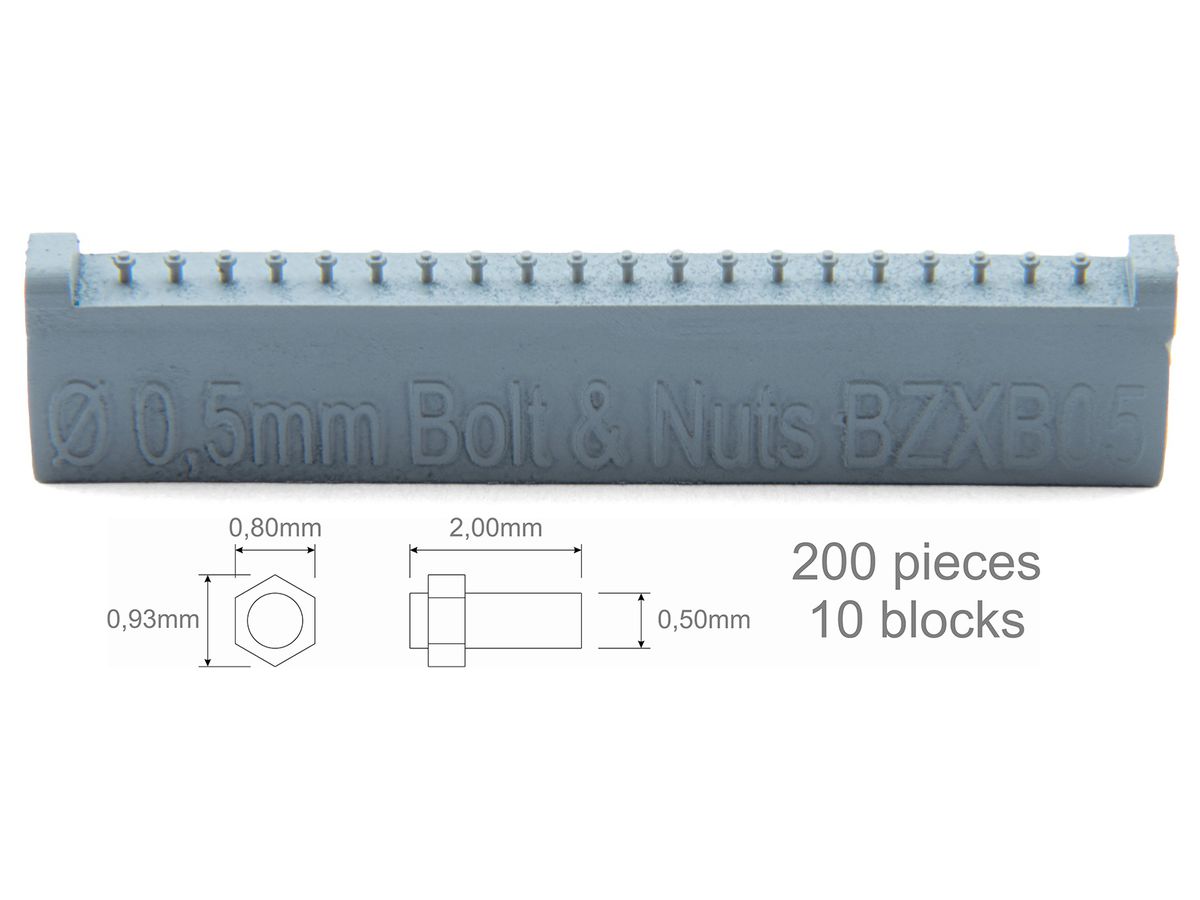 ボルト 0.50mm & ナット 0.80 x 0.93mm (200個入)