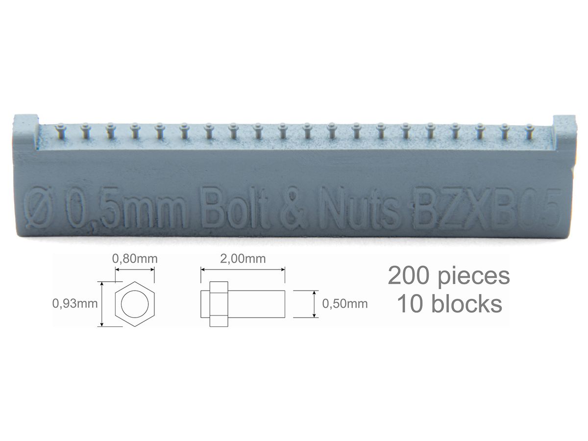 ボルト 0.50mm & ナット 0.80 x 0.93mm (200個入)