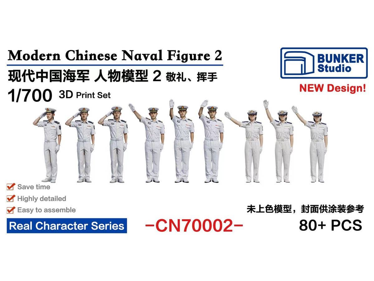 1/700 中国人民解放軍海軍 フィギュアセット 2 (敬礼・手を振る)
