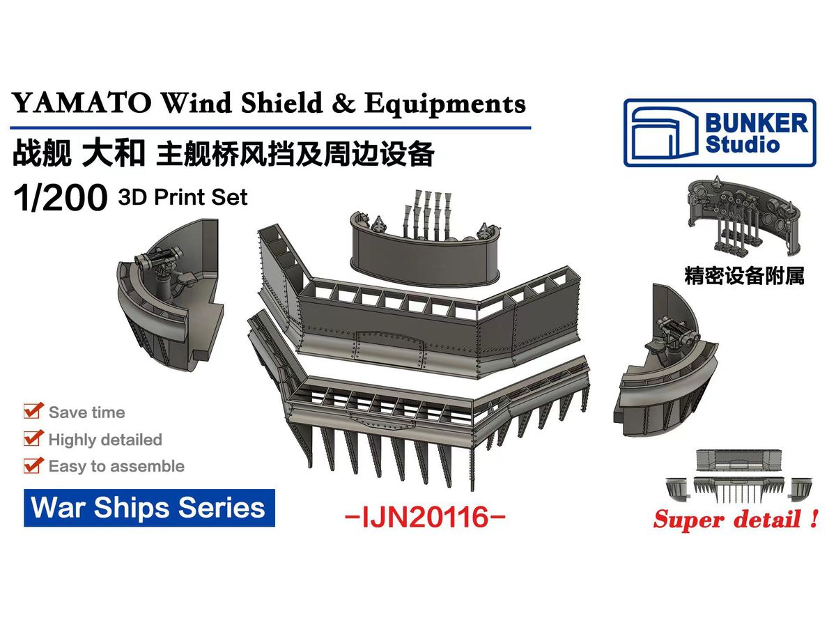 1/200 日本海軍 戦艦 大和用遮風装置 & 装備