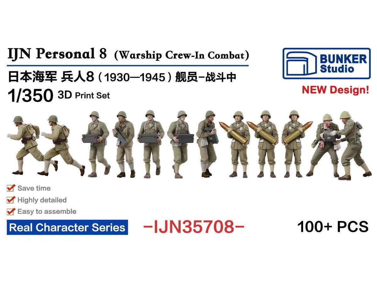 1/350 日本海軍 フィギュアセット 8 (艦船乗組員、装填手 1930 - 1945)