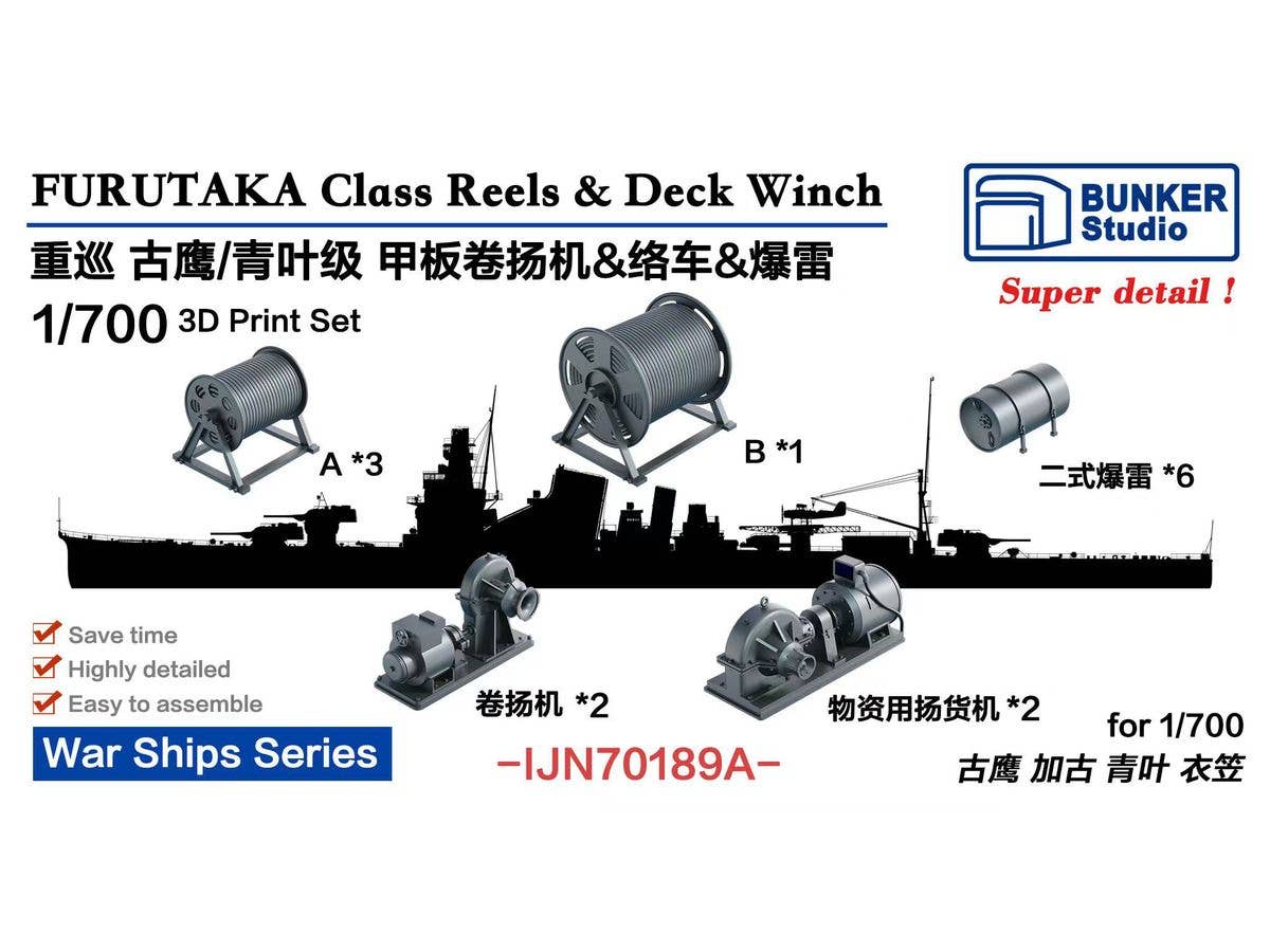 1/700 日本海軍 古鷹/青葉型用絡車 & 巻上げ機セット