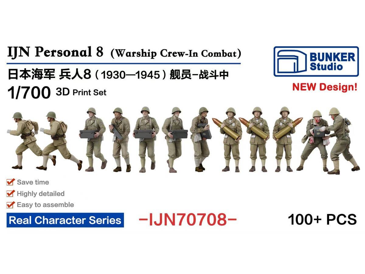 1/700 日本海軍 フィギュアセット 8 (艦船乗組員、装填手 1930 - 1945)