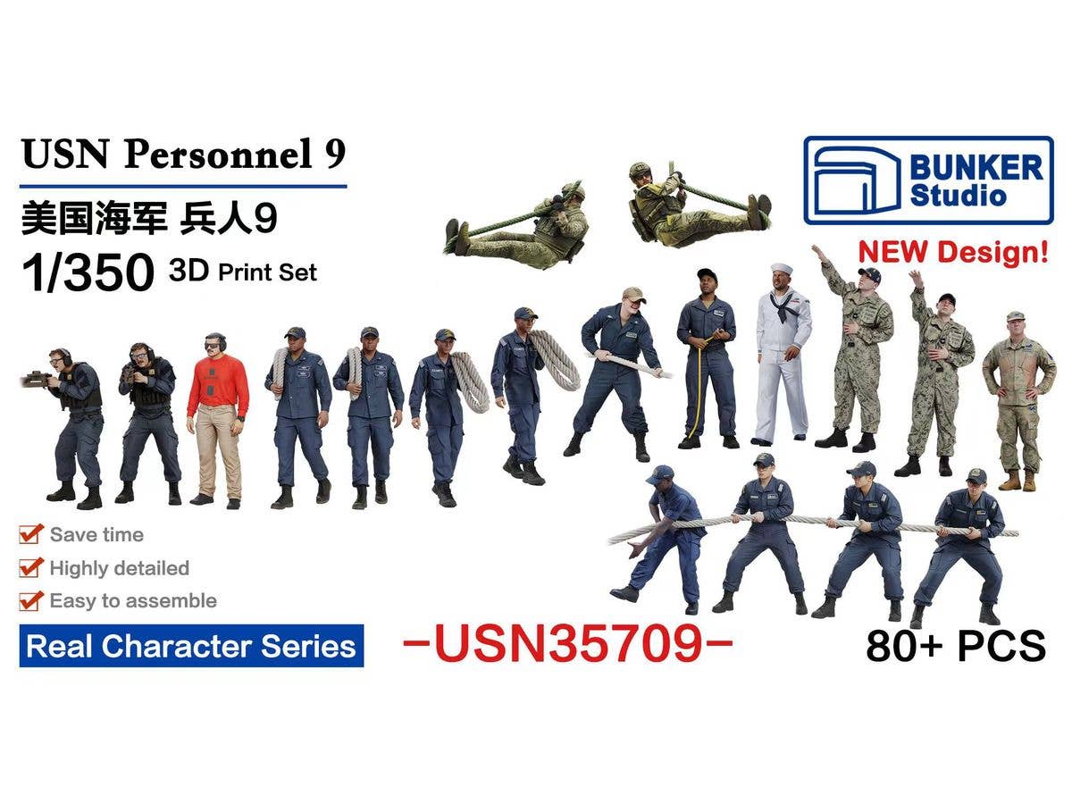 1/350 日本海軍 フィギュアセット 8 (艦船乗組員、装填手 1930 - 1945