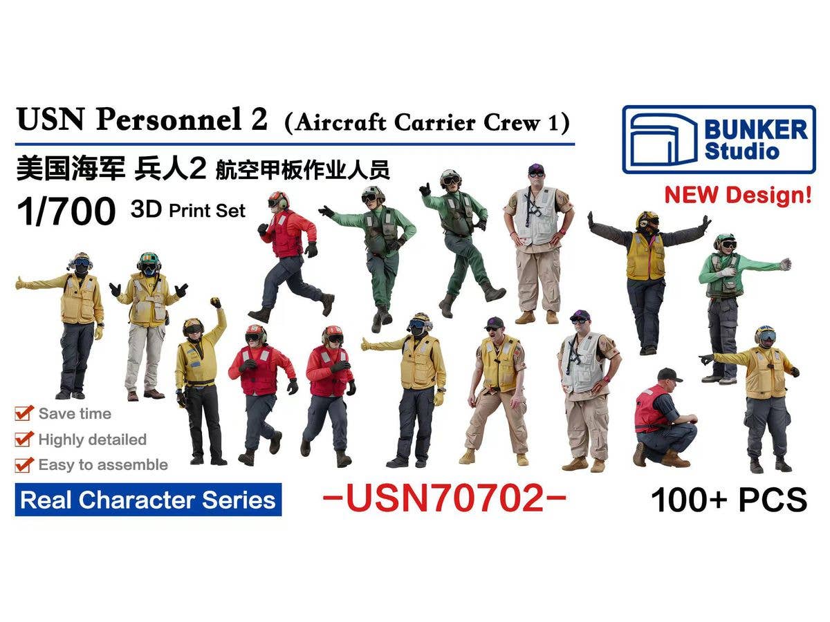 1/700 米海軍 フィギュアセット 2 (空母甲板クルー)