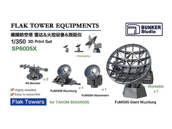 1/350 ドイツ軍 高射砲塔用レーダー & 方位盤セット (タコムTKO6004 & 6005用)