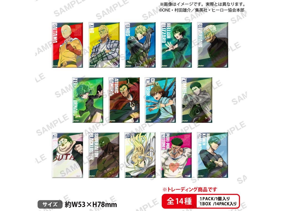アニメ ワンパンマン: トレーディングしかくいホログラム缶バッジ 1Box14pcs