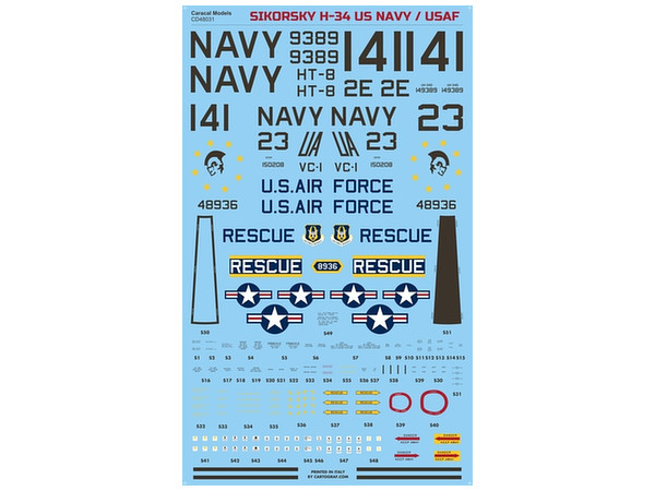 1/48 アメリカ海軍/空軍H-34 ファミリー用デカール