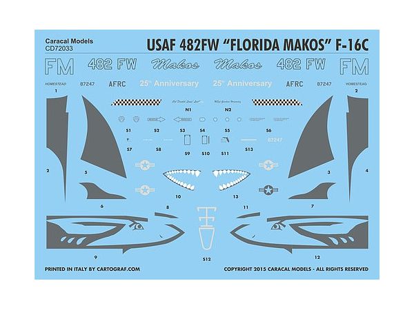 1/72 アメリカ空軍 F-16C フロリダマコス 第482ファイターウィングデカール
