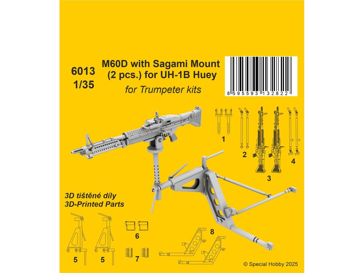 1/35 UH-1B ヒューイ用M60D機関銃 w/サガミマウント (2個入) (トランぺッター用)