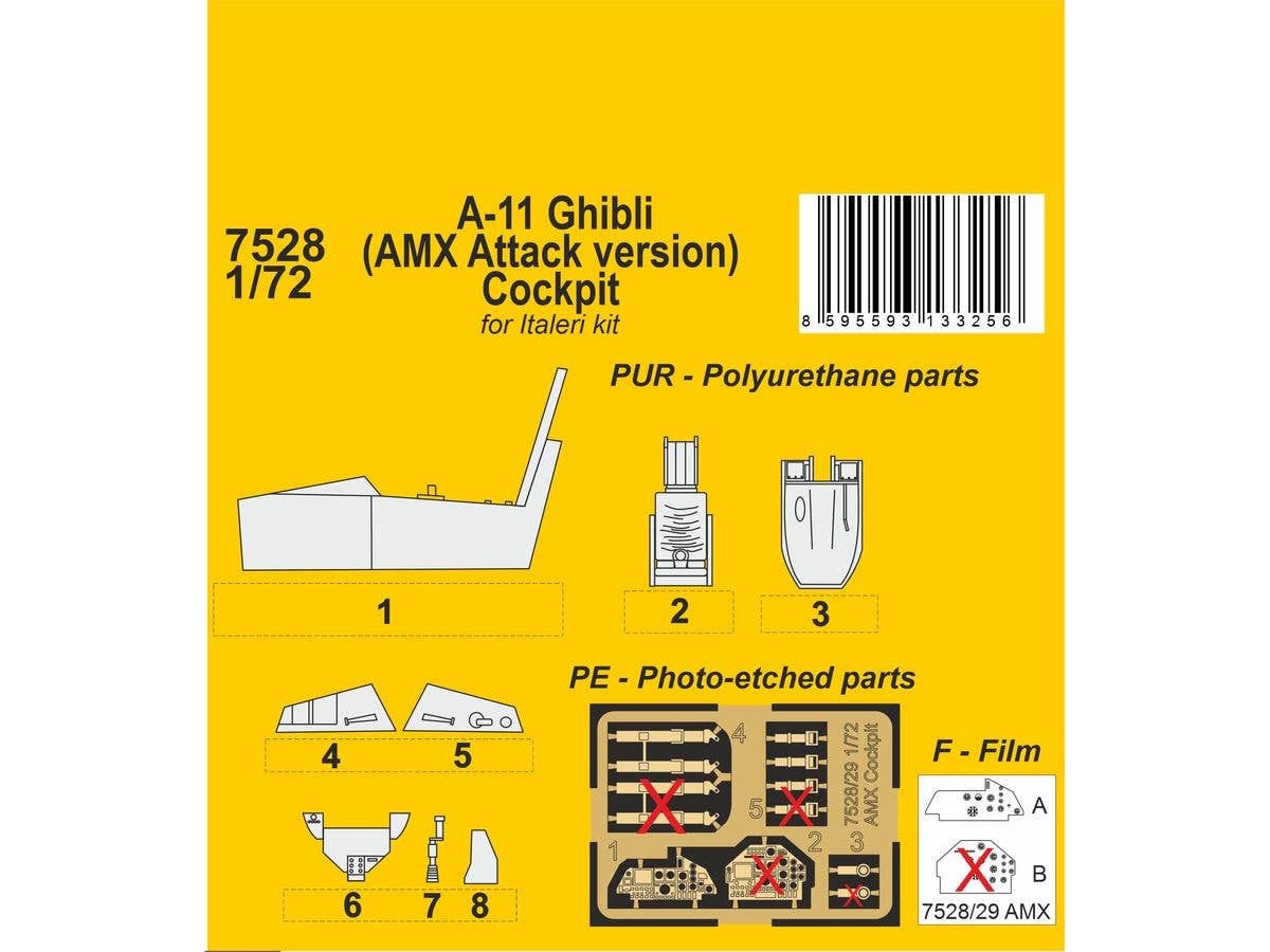1/72 A-11 ギブリ 単座攻撃機コックピットセット (イタレリ用)