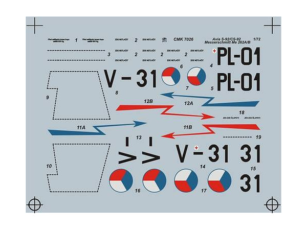 1/72 アビアS.92/CS.92用デカール (国籍マークは1機分)