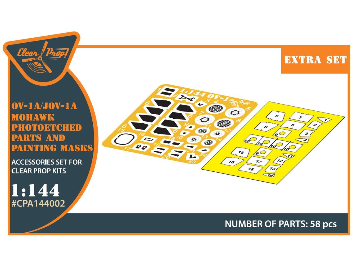 1/144 OV-1A/JOV-1A モホーク エッチングパーツ & 両面塗装マスクシール (クリアープロップ!用)