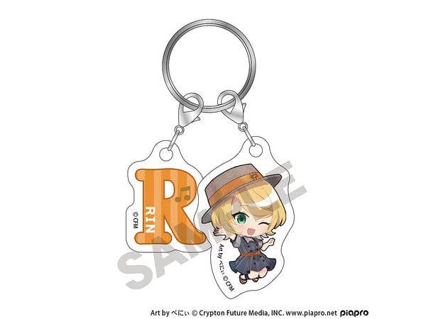 初音ミク: ちび2連イニシャルキーチェーン 鏡音リン クラシカルレトロミニキャラ