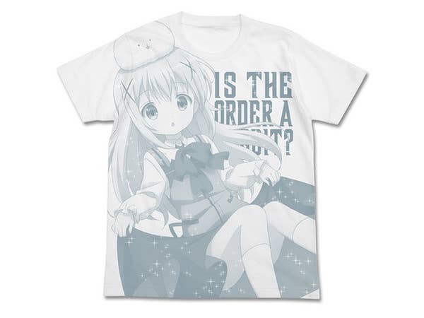 ご注文はうさぎですか? チノ オールプリントTシャツ ホワイト L