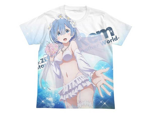 Re:ゼロから始める異世界生活: ウェディング レム フルグラフィックTシャツ/WHITE-L