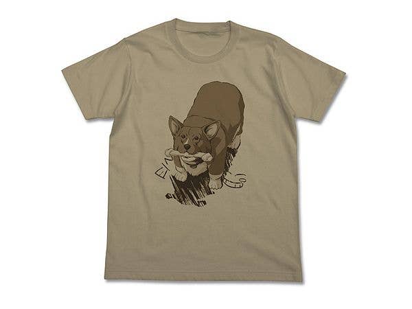 カウボーイビバップ: 骨型ガムを咥えたアインのTシャツ / SAND KHAKI-XL