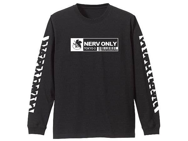 EVANGELION: ネルフ 袖リブロングスリーブTシャツ / BLACK-XL