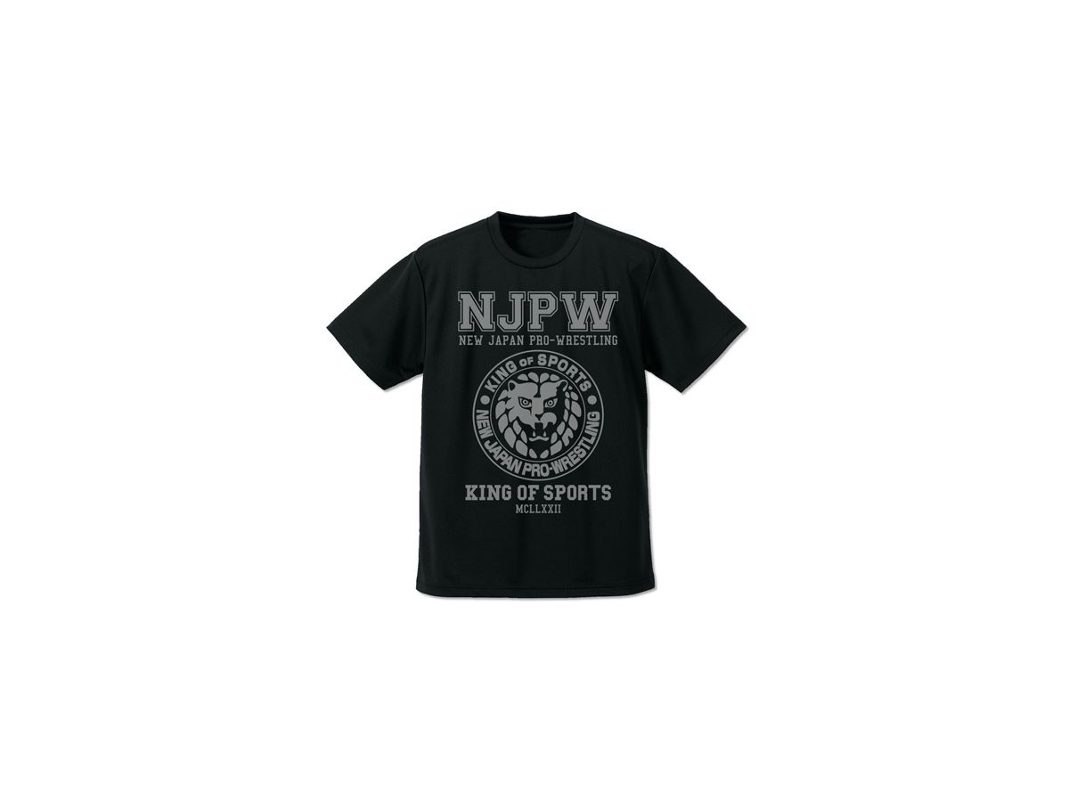 新日本プロレスリング: ライオンマーク ドライTシャツ/BLACK-M