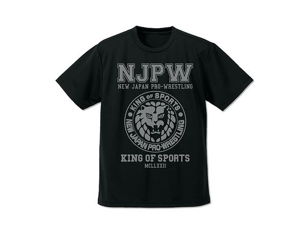 新日本プロレスリング: ライオンマーク ドライTシャツ/BLACK-XL