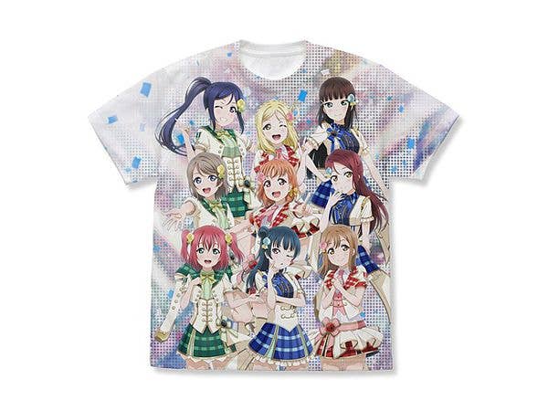 ラブライブ!サンシャイン!!: Aqours フルグラフィックＴシャツ/WHITE-L