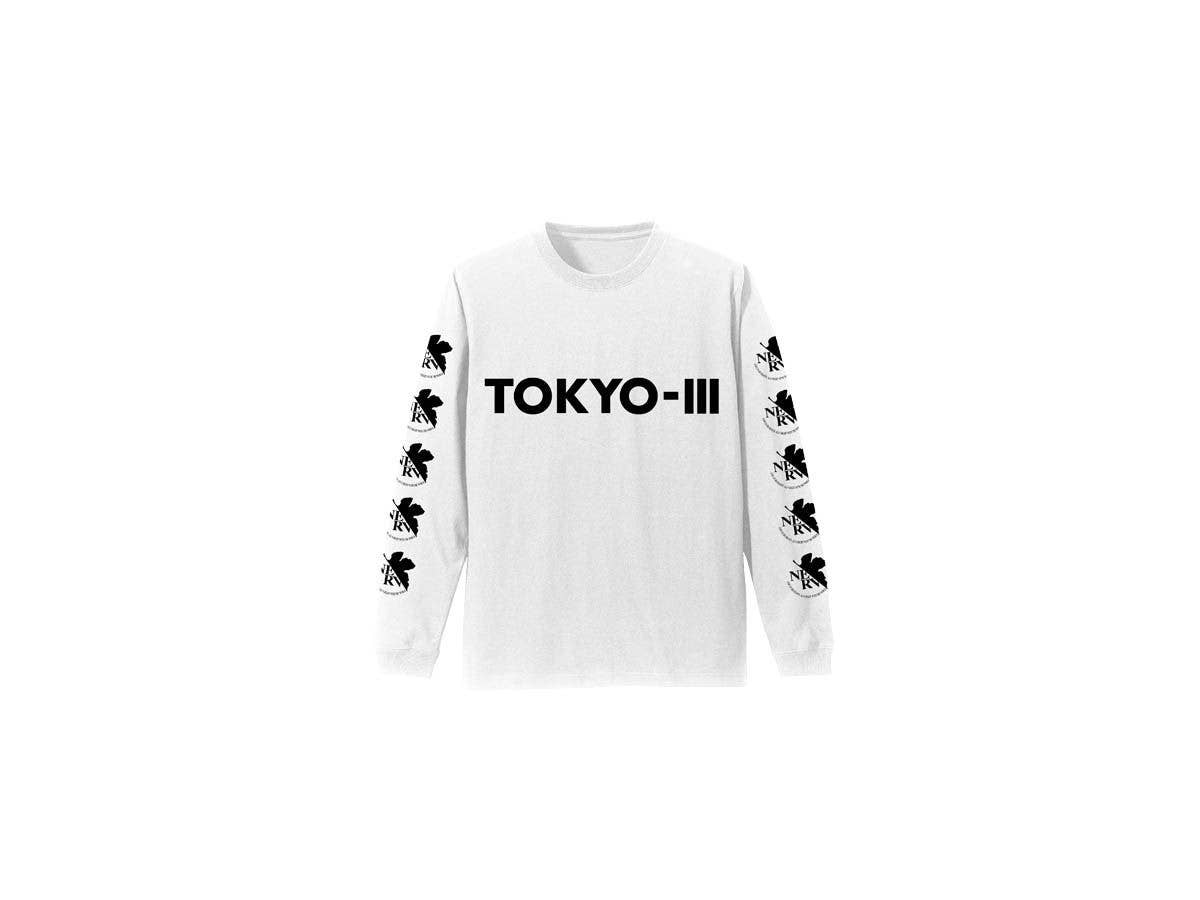 EVANGELION: ネルフ ロゴ 袖リブロングスリーブTシャツ/WHITE-L