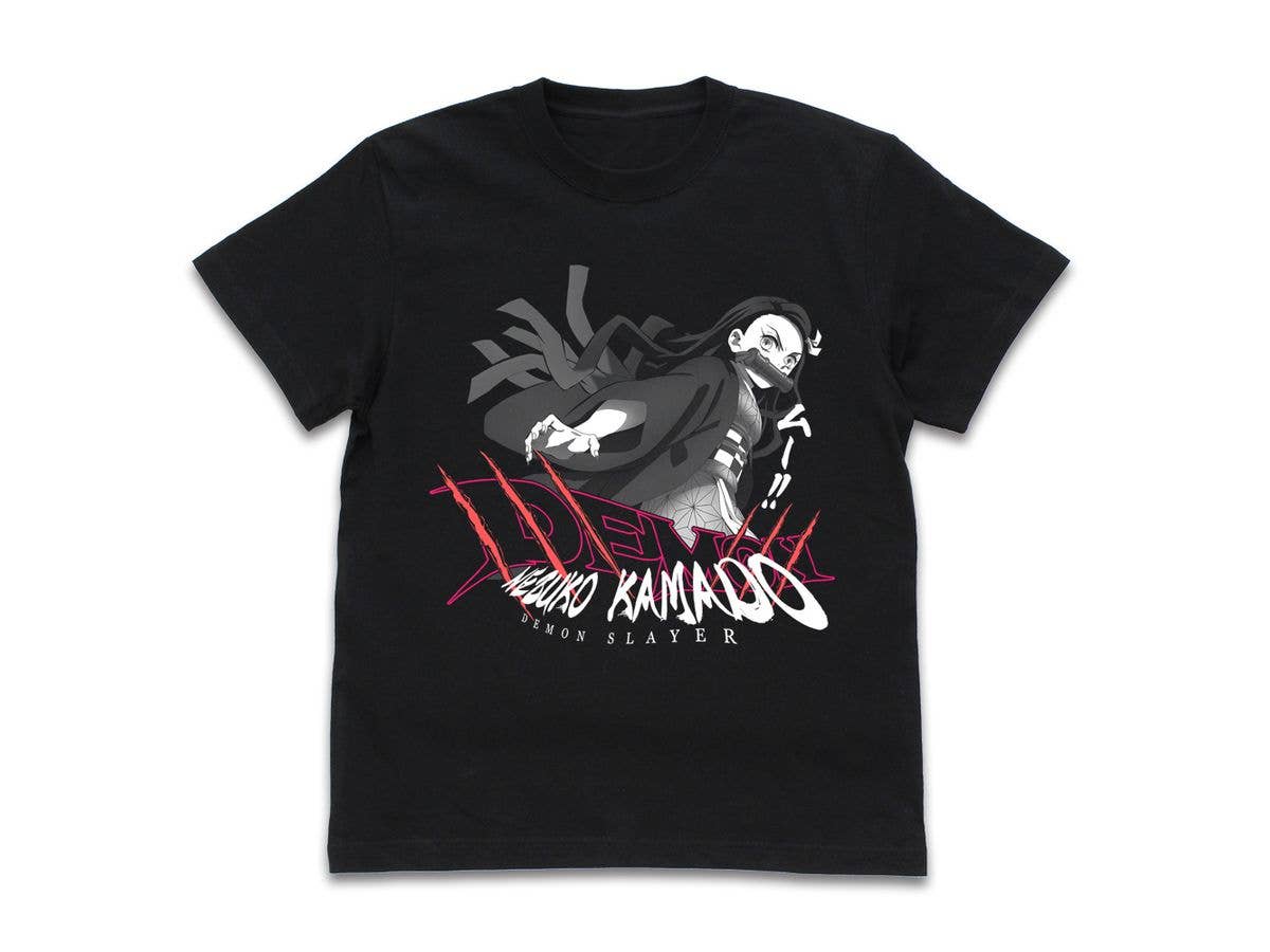 アニメ 鬼滅の刃: 無限列車編 禰豆子 Tシャツ / BLACK-L