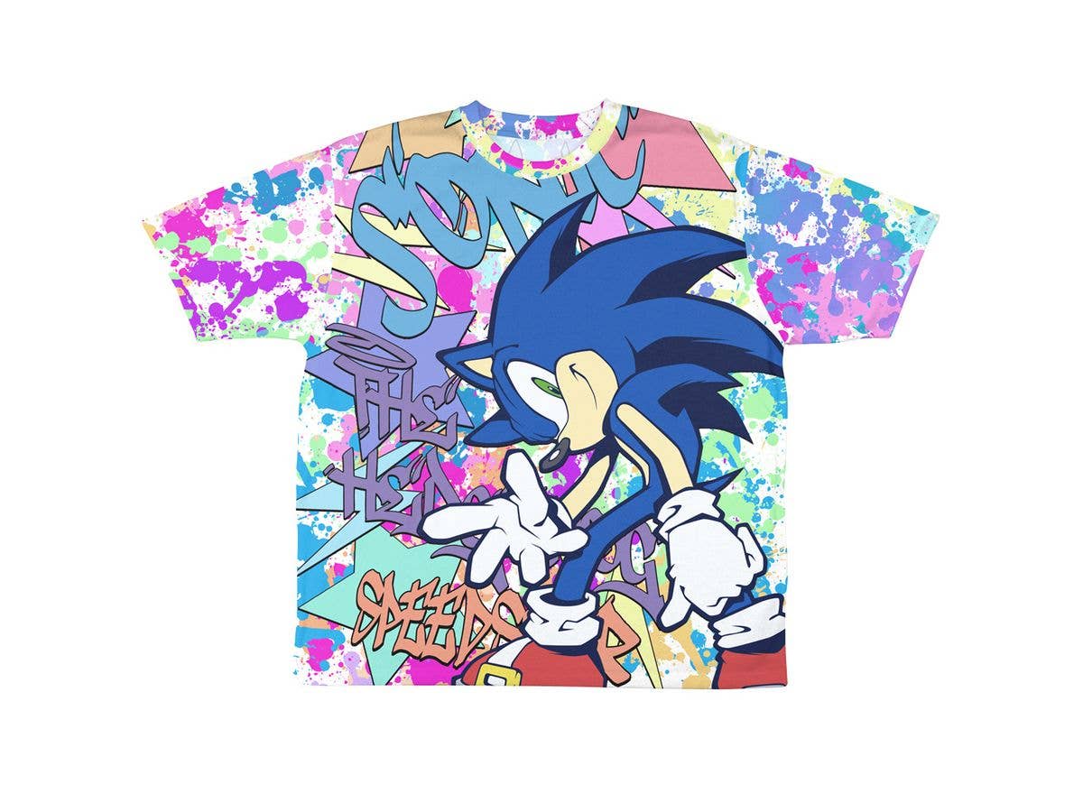 ソニック・ザ・ヘッジホッグ 両面フルグラフィックTシャツ グラフィティVer. / M