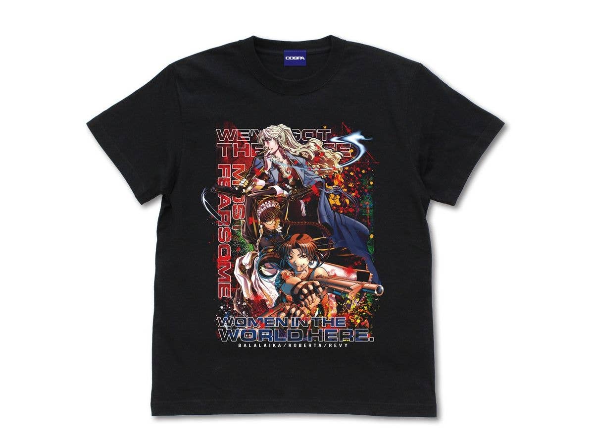 ブラック・ラグーン: 地球で一番おっかない女の上位三人のフルカラーTシャツ BLACK M