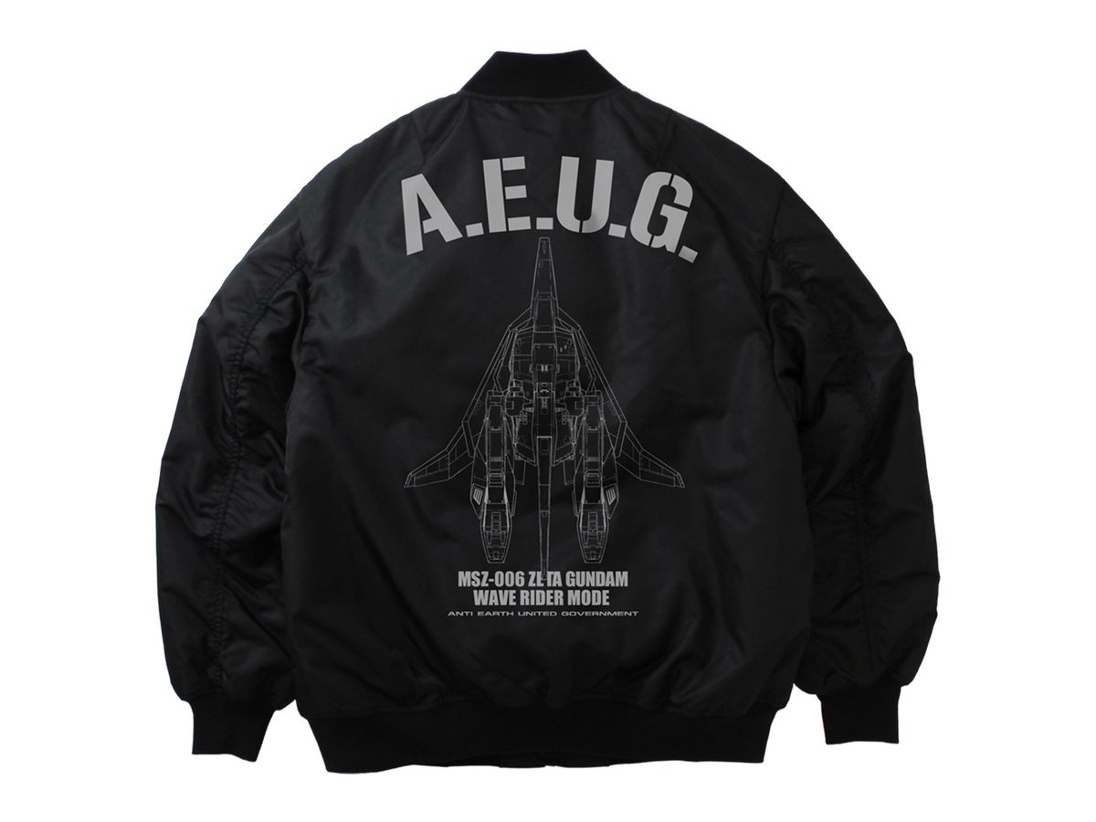 機動戦士Zガンダム: 描き下ろし ウェイブライダー MA-1ジャケット / BLACK-XL
