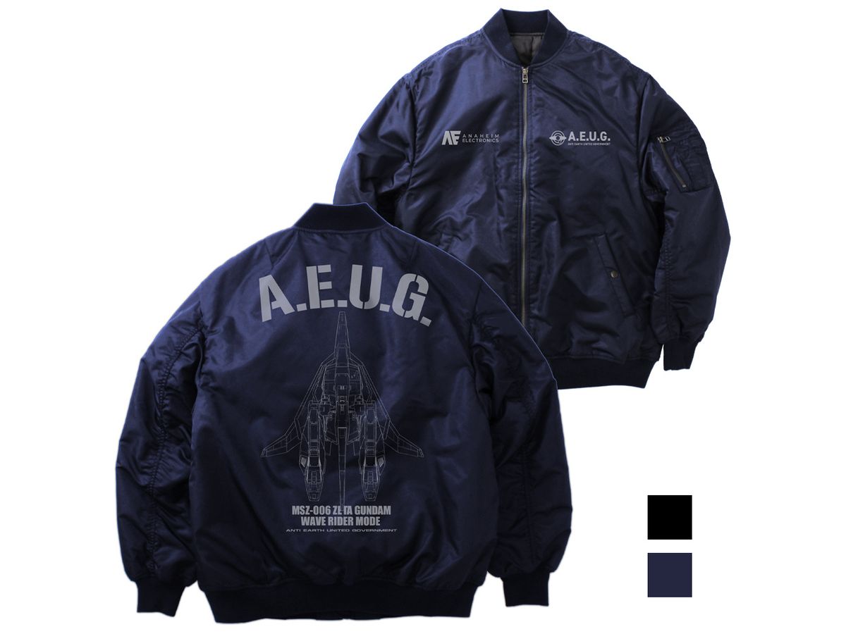 機動戦士Zガンダム: 描き下ろし ウェイブライダー MA-1ジャケット / NAVY-XL