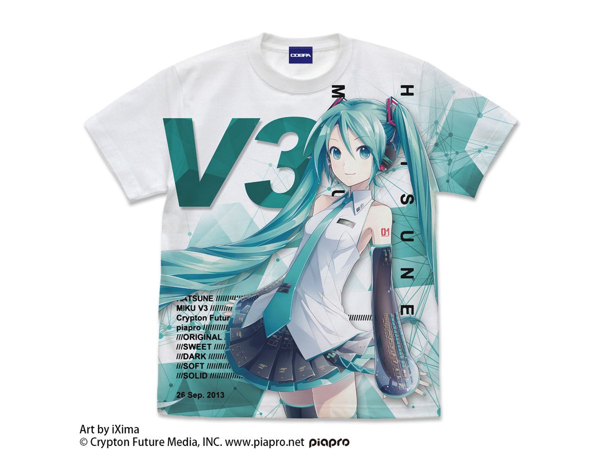 初音ミク V3 フルグラフィックTシャツ Ver.3.0 / WHITE-L