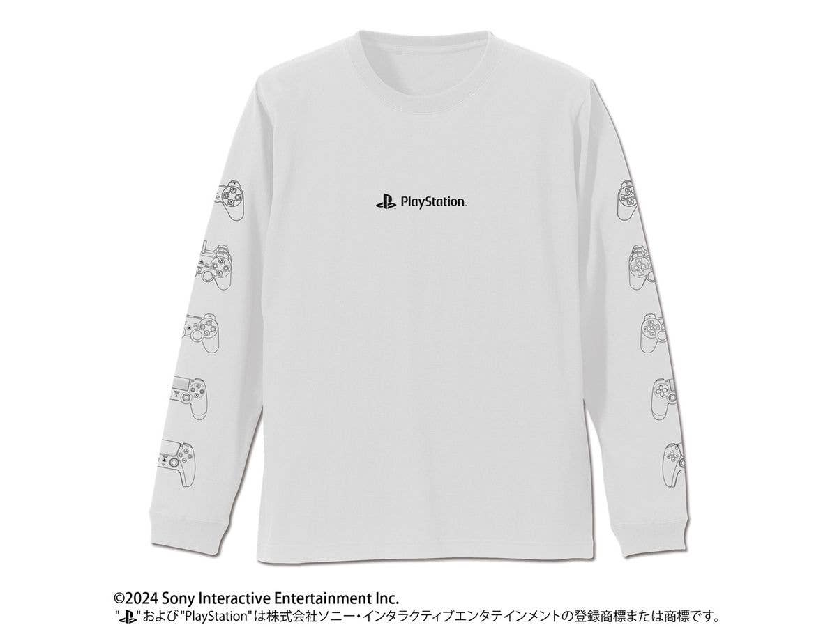 プレイステーション: 袖リブロングスリーブTシャツ for PlayStation Controller Line-ups Ver. / WHITE-XL