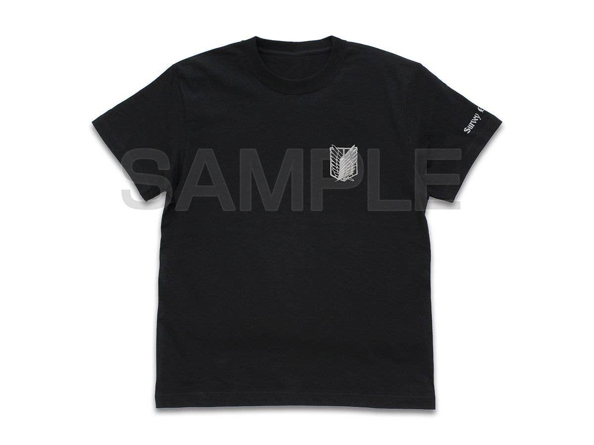 進撃の巨人: 調査兵団 ワンポイント刺繍Tシャツ / BLACK-M