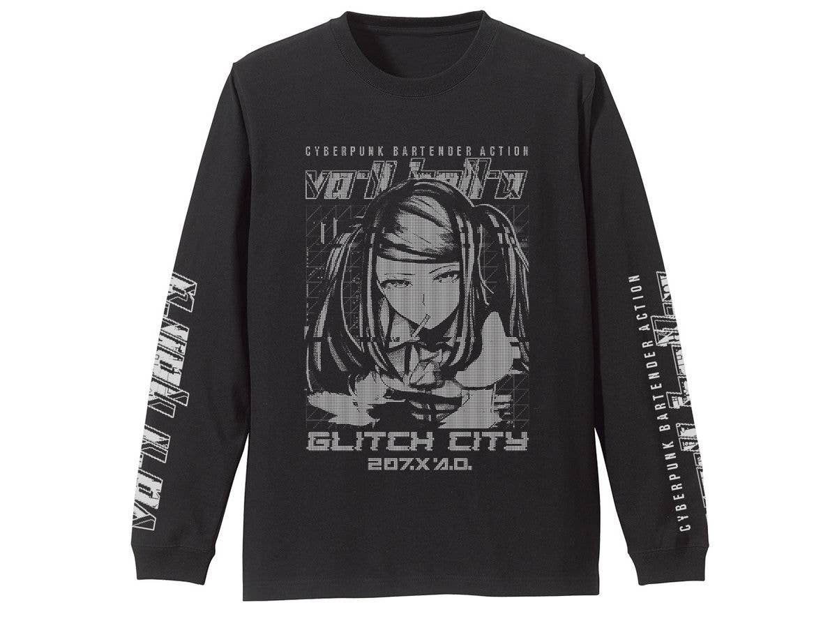 VA-11 HALL-A: ジル 袖リブロングスリーブTシャツ / BLACK-XL