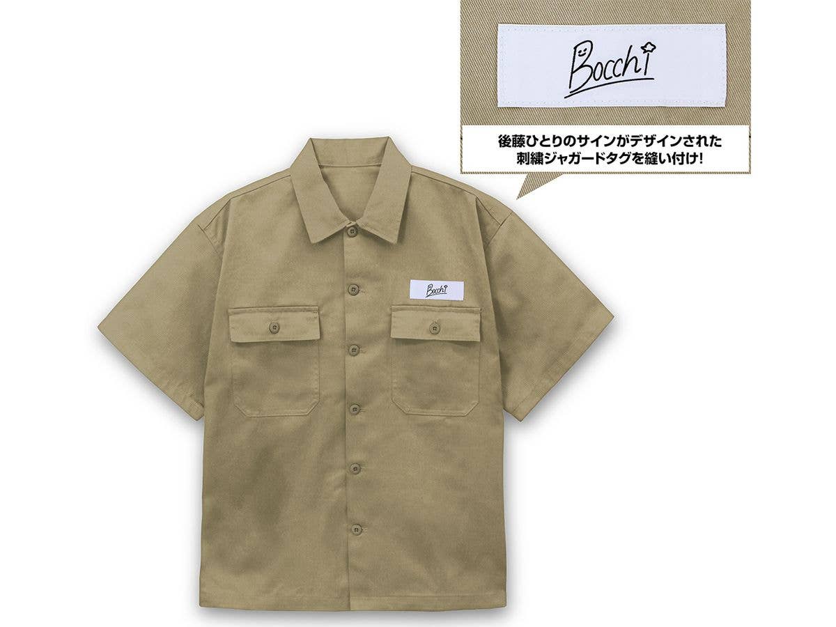 アニメ ぼっち・ざ・ろっく!: 後藤ひとり 刺繍ワークシャツ Playing the guitar Ver. 2025MODEL / SAND KHAKI-L