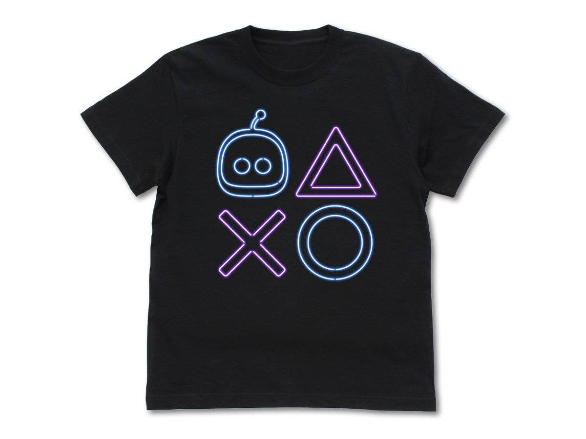 ASTRO BOT: アストロ プレイステーションネオンシェイプス Tシャツ / BLACK-XL