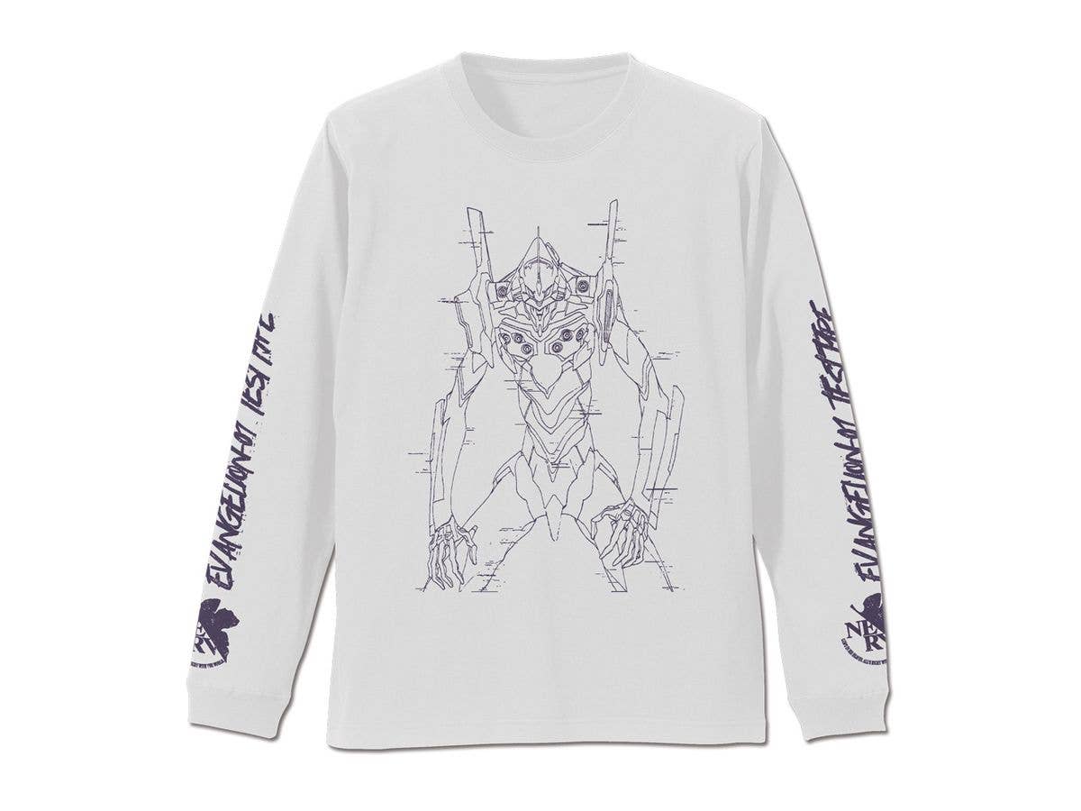 EVANGELION: エヴァ初号機 袖リブロングスリーブTシャツ / WHITE-XL