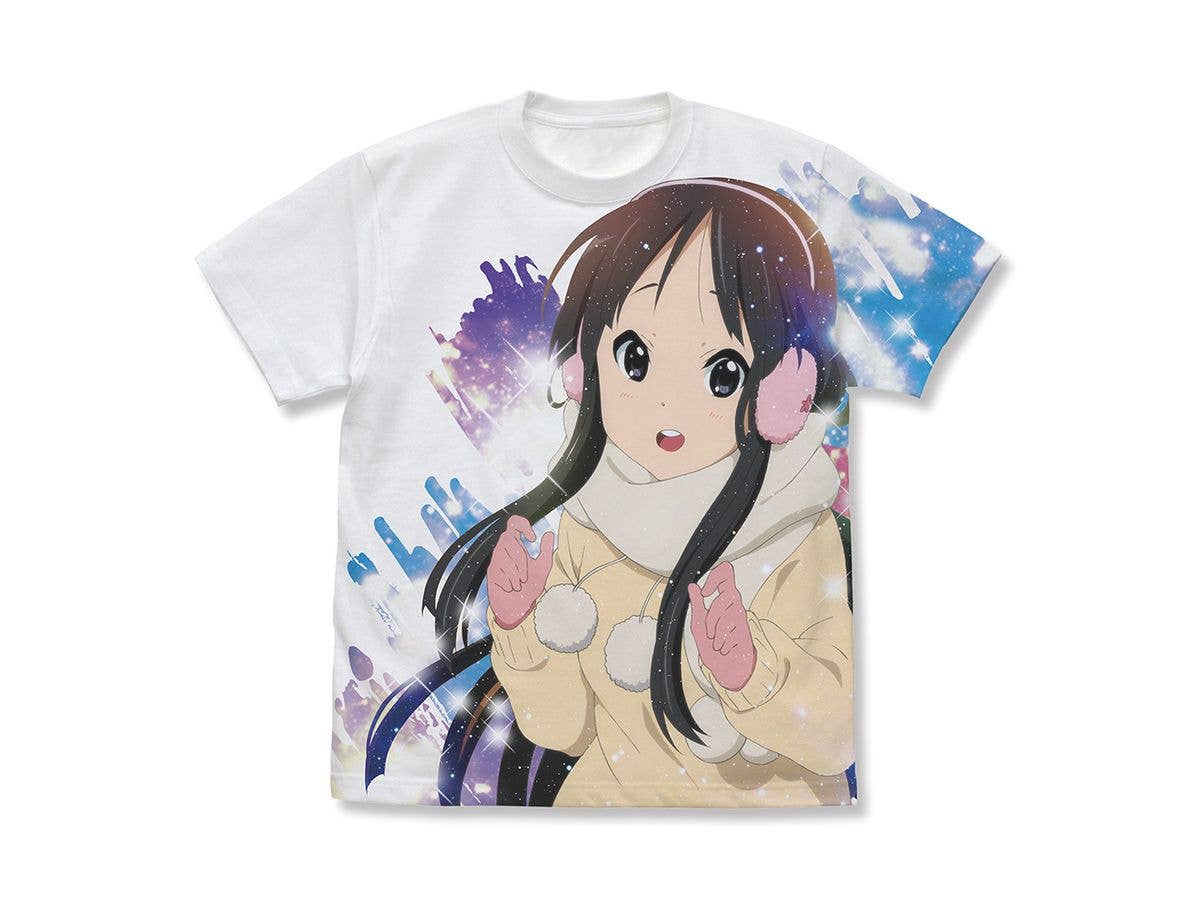 けいおん!: 秋山澪 フルグラフィックTシャツ Sparkle Snow Ver. / WHITE-XL
