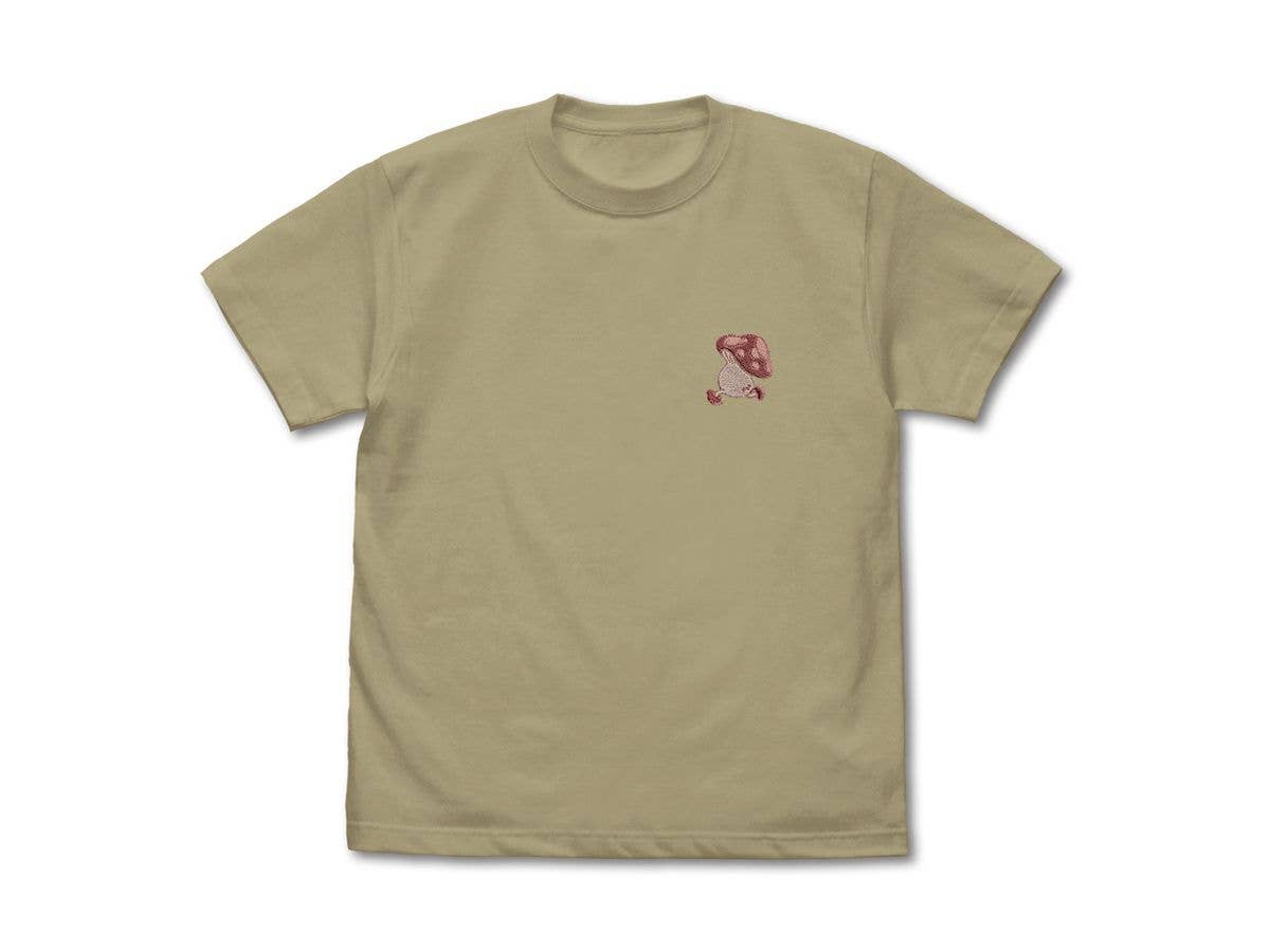 ダンジョン飯: 歩き茸 ワンポイント刺繍Tシャツ / SAND KHAKI-XL