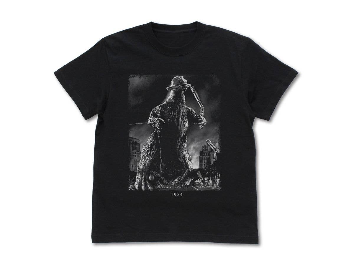 ゴジラ: 電車を咥えるゴジラ (1954) Tシャツ / BLACK-S