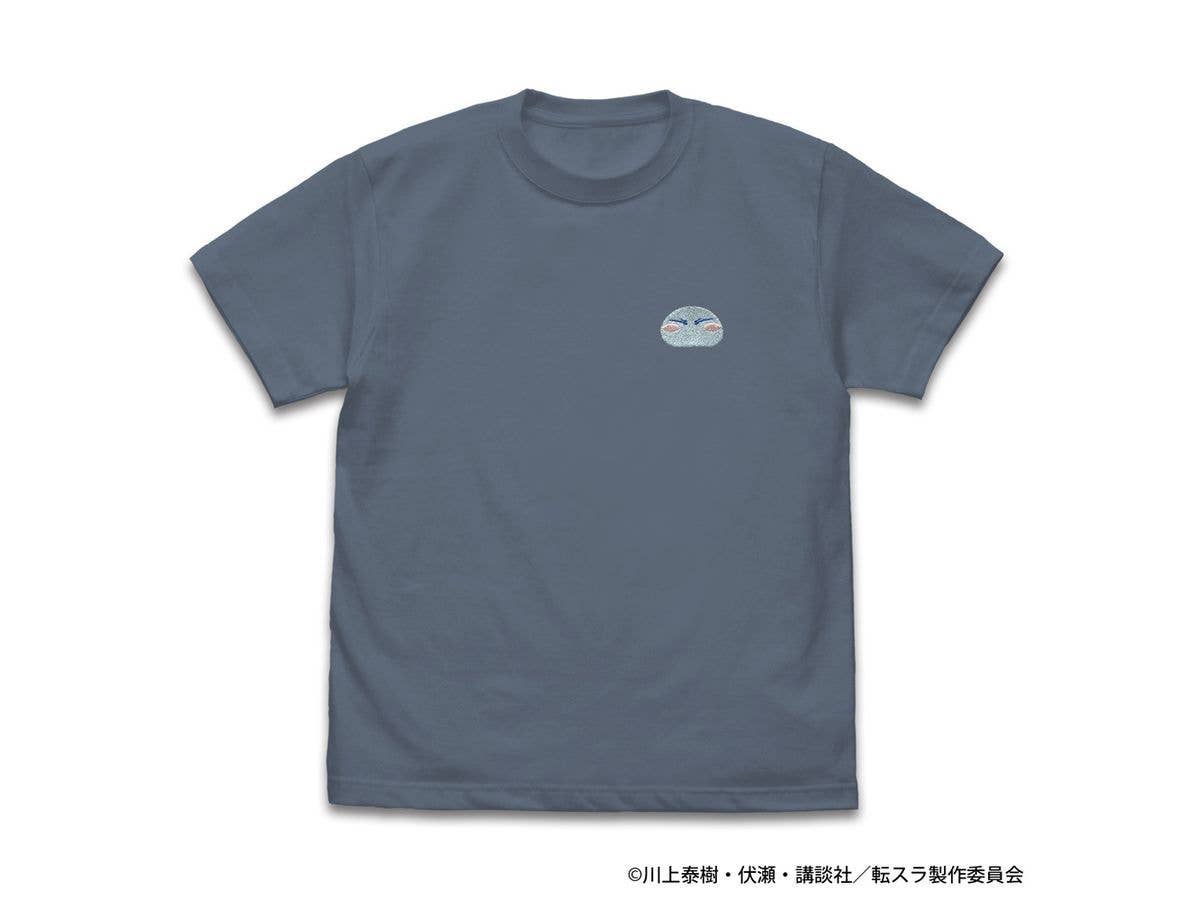 転生したらスライムだった件: リムル様 ワンポイント刺繍Tシャツ / HAZY NAVY-XL