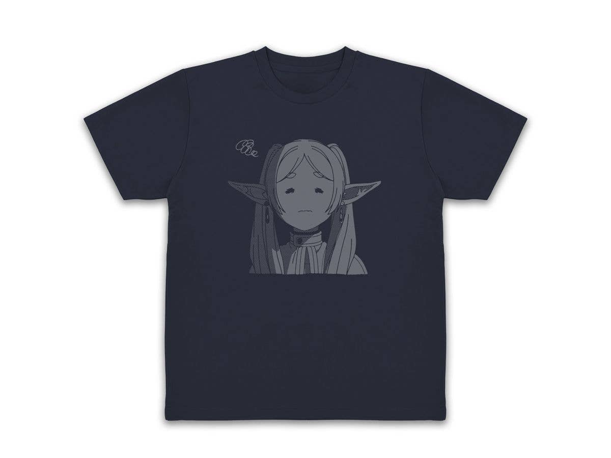 葬送のフリーレン: フリーレン フェイス ドライTシャツ すごく嫌そうな顔Ver. / NAVY-L
