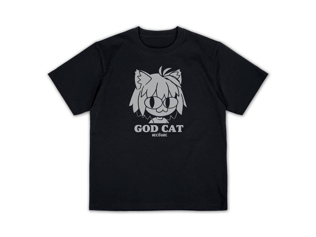 月姫 -A piece of blue glass moon-: GOD CAT ネコアルク プレーティングTシャツ / BLACK-S